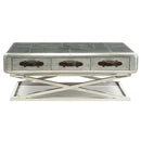 Brancaster Rectangular Coffee Table: Trunk Top Design , Aluminum Acme