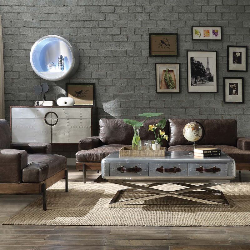Brancaster Rectangular Coffee Table: Trunk Top Design , Aluminum Acme