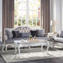 Ciddrenar Rectangular Coffee Table , Marble Top & White Finish Acme