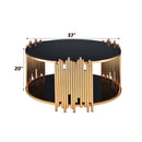 Tanquin Round Drum Coffee Table , Black Glass & Gold Finish Acme