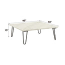 Telestis Square Coffee Table , White Marble Top & Black Finish Acme