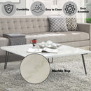 Telestis Square Coffee Table , White Marble Top & Black Finish Acme
