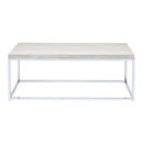 Snyder Rectangular Sled Coffee Table , Engineered Stone Top & Chrome Finish Acme