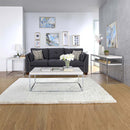 Snyder Rectangular Sled Coffee Table , Engineered Stone Top & Chrome Finish Acme