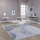 Snyder Rectangular Sled Coffee Table , Engineered Stone Top & Chrome Finish Acme