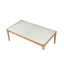 Gwynn Rectangular Leg Coffee Table , Frosted Glass & Natural Finish Acme