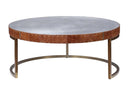 Tamas Drum Coffee Table , Aluminum & Cocoa Top Grain Leather Acme