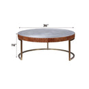 Tamas Drum Coffee Table , Aluminum & Cocoa Top Grain Leather Acme