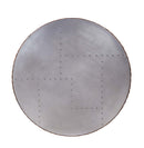 Tamas Drum End Table , Aluminum & Cocoa Top Grain Leather Acme