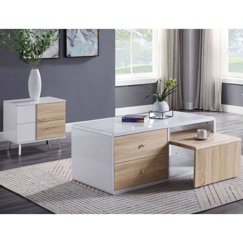 Verux Rectangular Coffee Table , White High Gloss Finish Acme