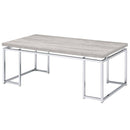 Chafik Rectangular Coffee Table , Natural Oak & Chrome Finish Acme