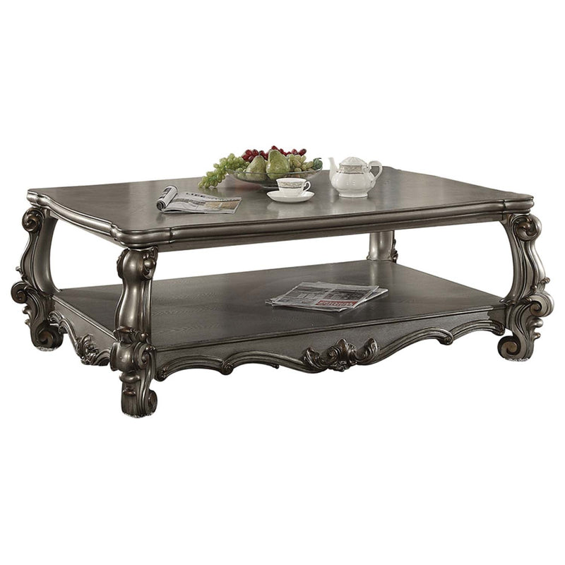 Versailles Rectangular Coffee Table , Antique Platinum Finish Acme