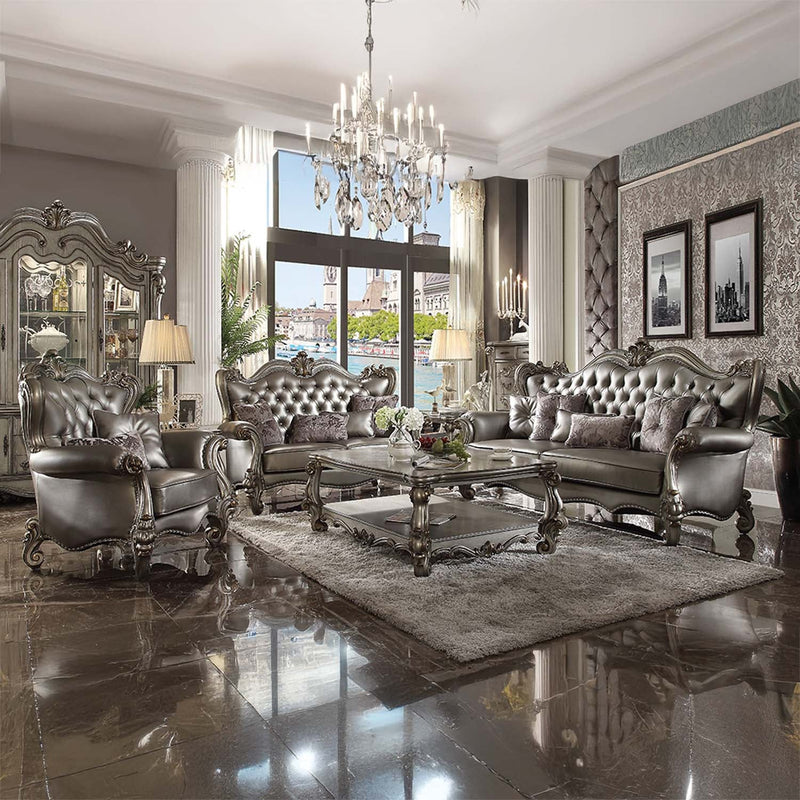 Versailles Rectangular Coffee Table , Antique Platinum Finish Acme