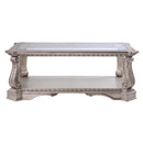 Northville Rectangular Coffee Table , Clear Glass & Antique Silver Finish Acme