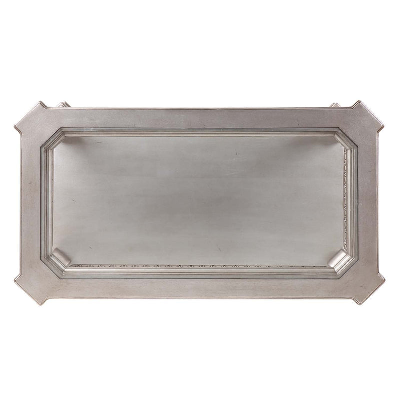Northville Rectangular Coffee Table , Clear Glass & Antique Silver Finish Acme