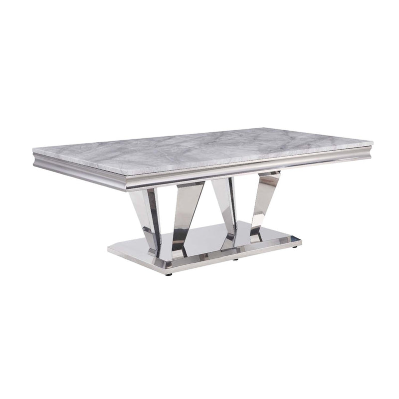 Satinka Rectangular Coffee Table , Printed Faux Marble Top Acme