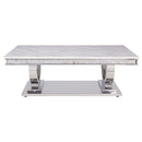 Zander Rectangular Coffee Table , Printed Faux Marble Top Acme