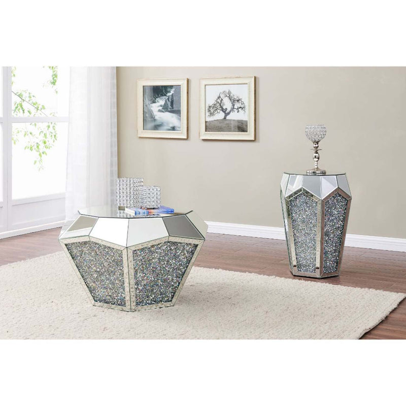 Noralie Rectangular Coffee Table , Mirrored & Faux Diamonds Acme