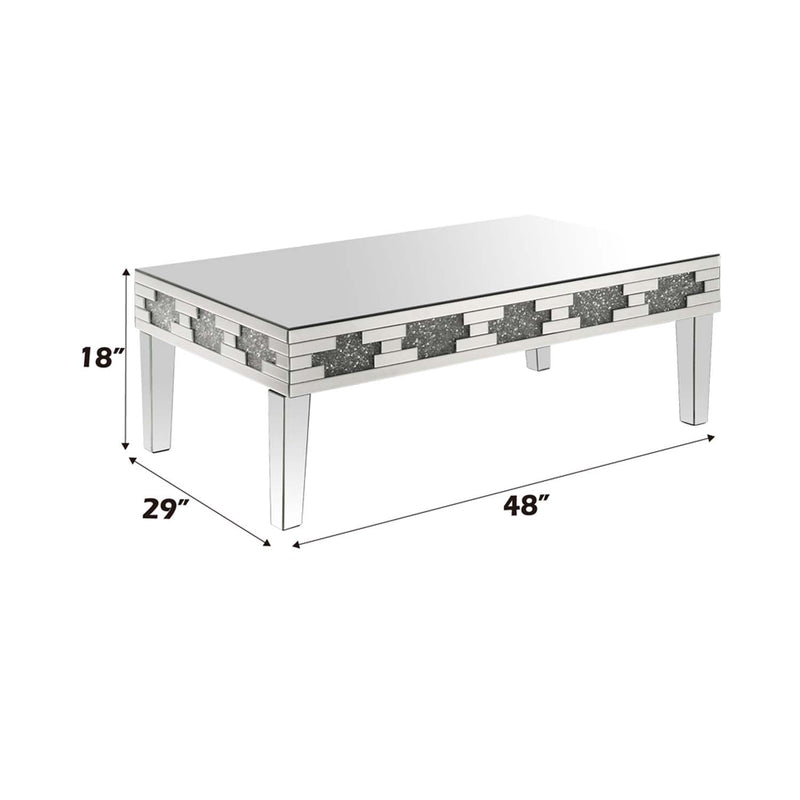 Noralie Rectangular Coffee Table , Mirrored & Faux Diamonds Acme