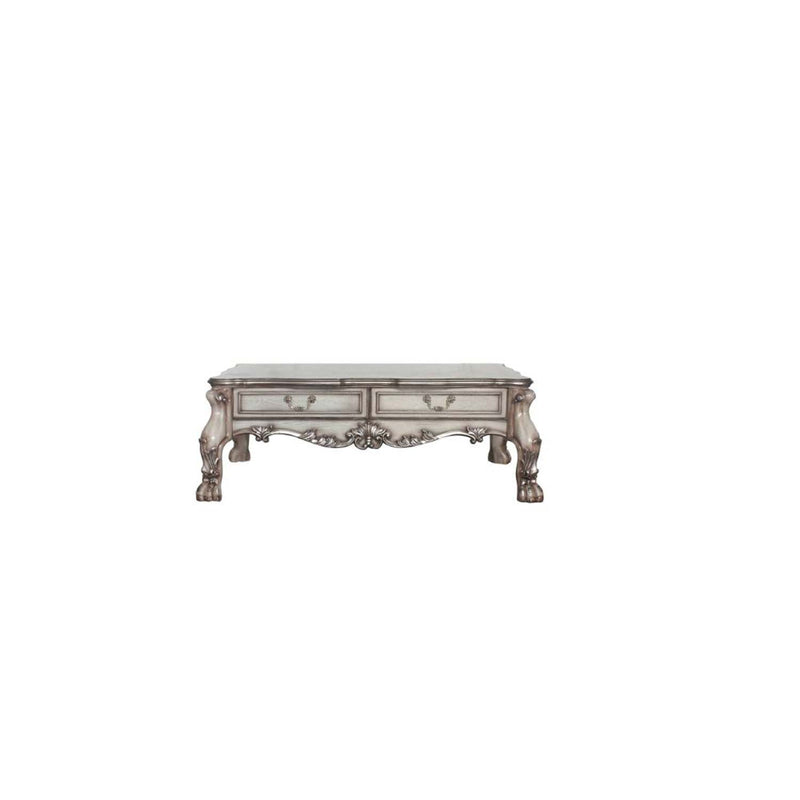 Dresden Rectangular Coffee Table , Vintage Bone White Finish Acme