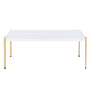 Otrac Rectangular Coffee Table , White & Gold Finish Acme
