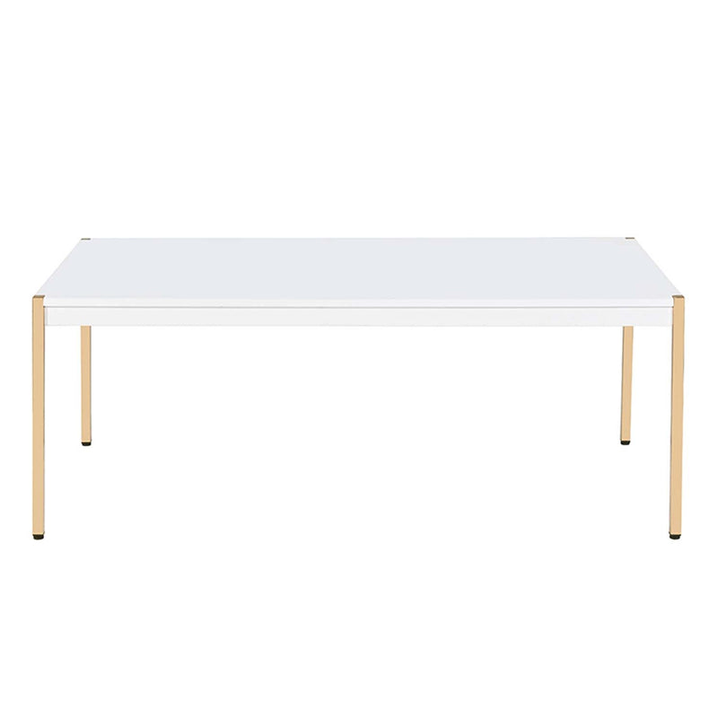 Otrac Rectangular Coffee Table , White & Gold Finish Acme