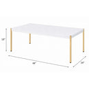 Otrac Rectangular Coffee Table , White & Gold Finish Acme