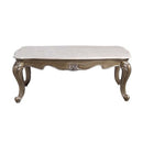 Elozzol Rectangular Coffee Table , Marble Top & Antique Bronze Finish Acme