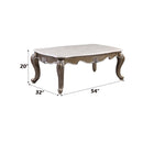 Elozzol Rectangular Coffee Table , Marble Top & Antique Bronze Finish Acme