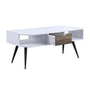 Halima Rectangular Coffee Table , White & Black Finish Acme