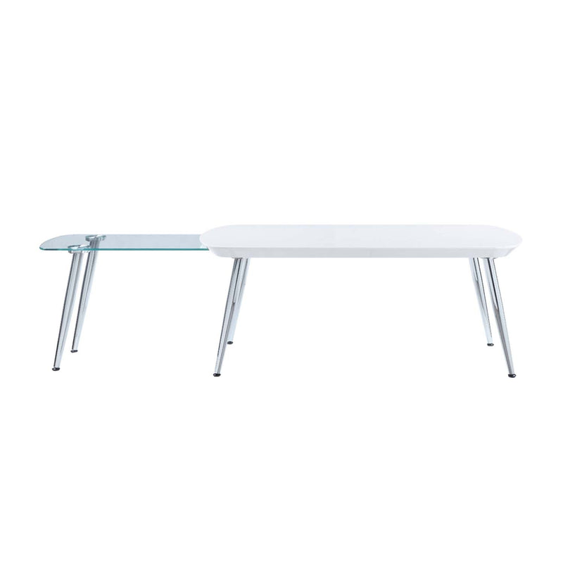 Patina Rectangular Coffee Table , White & Chrome Finish Acme