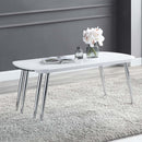 Patina Rectangular Coffee Table , White & Chrome Finish Acme