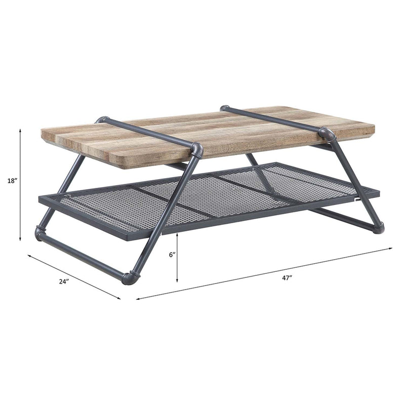 Brantley Rectangular Coffee Table , Oak & Sandy Gray Finish Acme