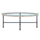 Brantley Oval Coffee Table, Clear Glass & Sandy Gray Finish Acme