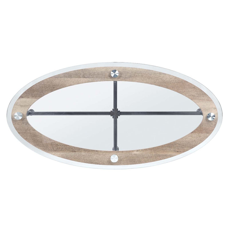 Brantley Oval Coffee Table, Clear Glass & Sandy Gray Finish Acme