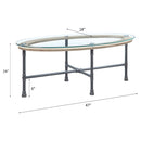Brantley Oval Coffee Table, Clear Glass & Sandy Gray Finish Acme