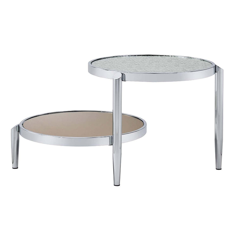 Abbe Round Coffee Table, Glass & Chrome Finish Acme