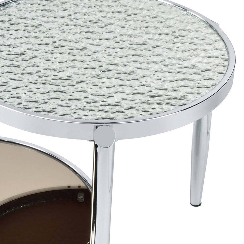 Abbe Round Coffee Table, Glass & Chrome Finish Acme