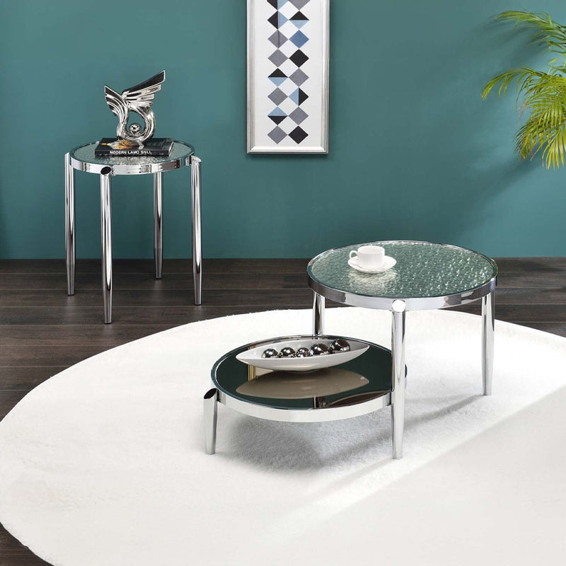 Abbe Round Coffee Table, Glass & Chrome Finish Acme