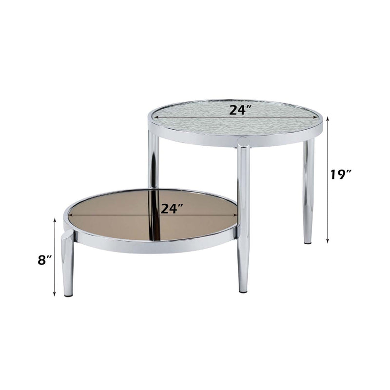 Abbe Round Coffee Table, Glass & Chrome Finish Acme