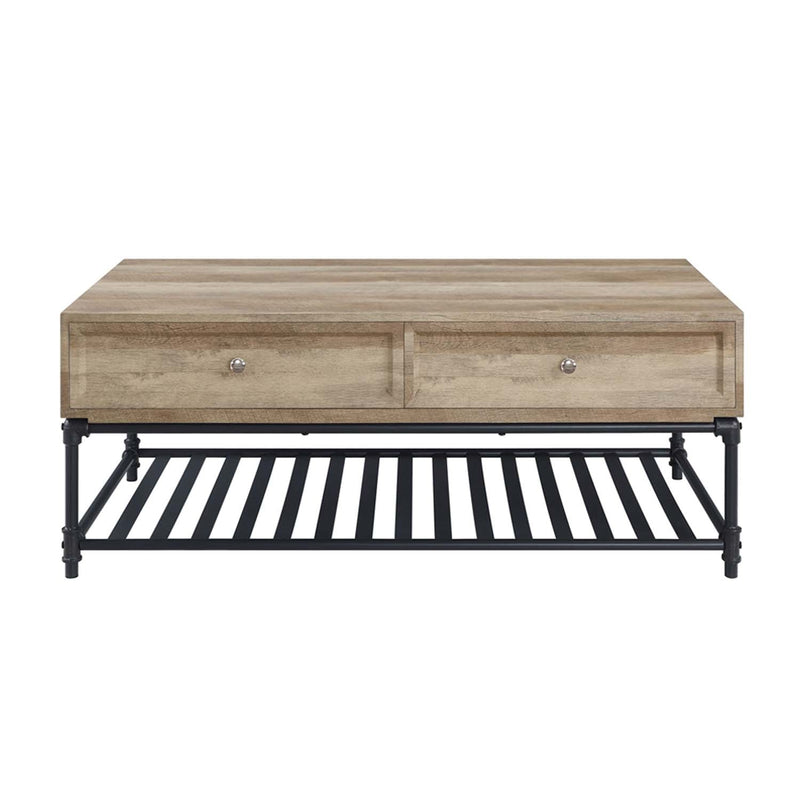 Brantley II Rectangular Coffee Table , Oak & Sandy Black Finish Acme
