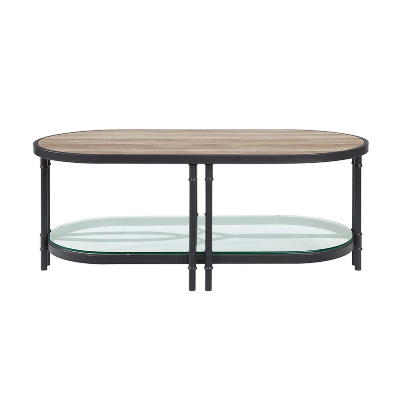 Brantley Rectangular Coffee Table , Oak & Sandy Black Finish Acme