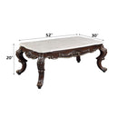 Benbek Rectangular Coffee Table , Marble & Antique Oak Finish Acme