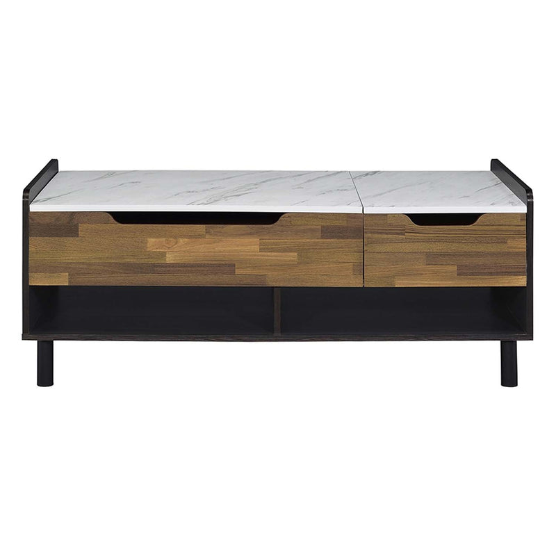Axel Rectangular Coffee Table w/Lift Top, Printed Faux Marble Top Acme