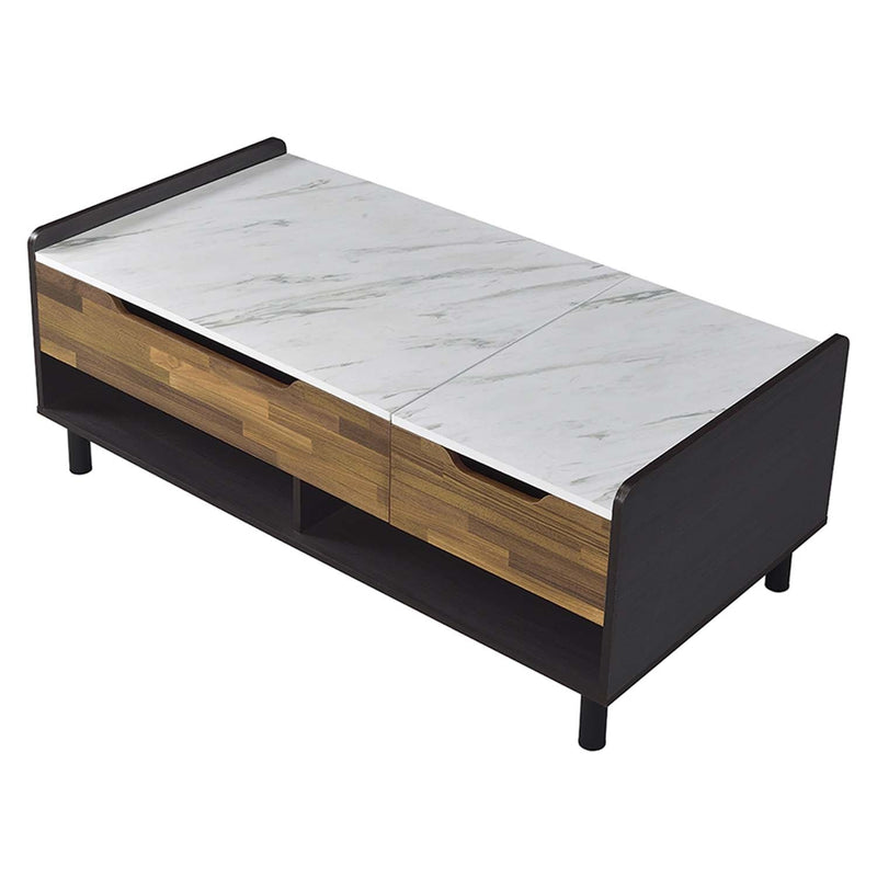 Axel Rectangular Coffee Table w/Lift Top, Printed Faux Marble Top Acme