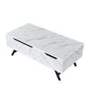 Throm Rectangular Coffee Table w/Lift Top  , White Faux Marble Grain Finish Acme