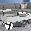Throm Rectangular Coffee Table w/Lift Top  , White Faux Marble Grain Finish Acme