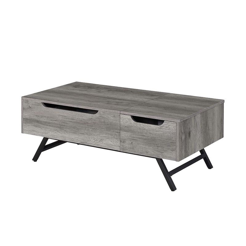 Throm Rectangular Coffee Table w/Lift Top, Gray Oak Finish Acme