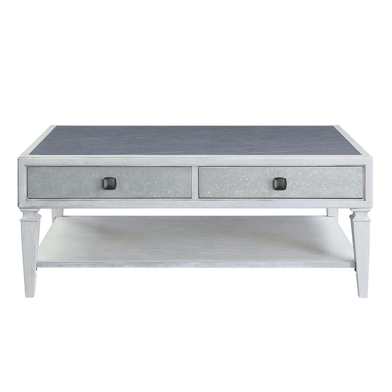 Katia Rectangular Coffee Table , Rustic Gray & Weathered White Finish Acme