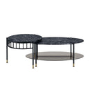 Silas 2PC Nesting Coffee Table Set , Faux Marble Top & Black Finish Acme